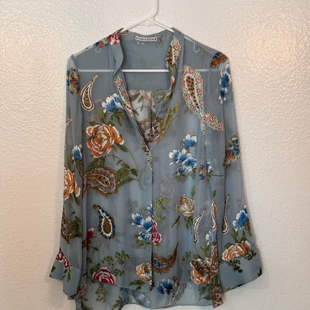 Alice and Olivia Silk Floral Blouse
